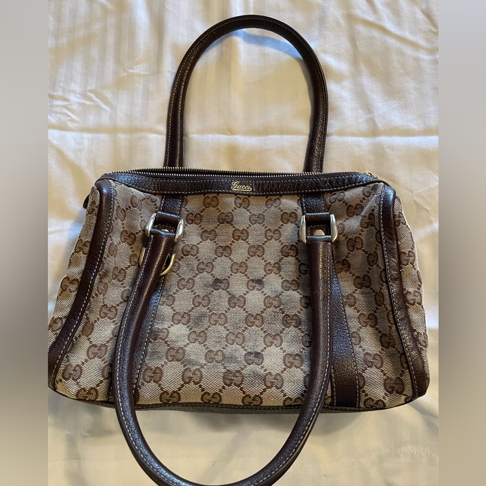 GUC Gucci Monogram Canvas Abbey Handbag
